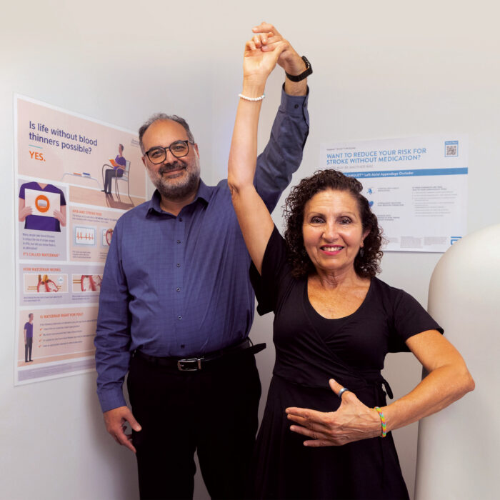 Pedram Kazemian, MD, Fellowship Director of EPS, Deborah Heart and Lung Center; Linda Minnella, Patient and Heritage Circle Society Member