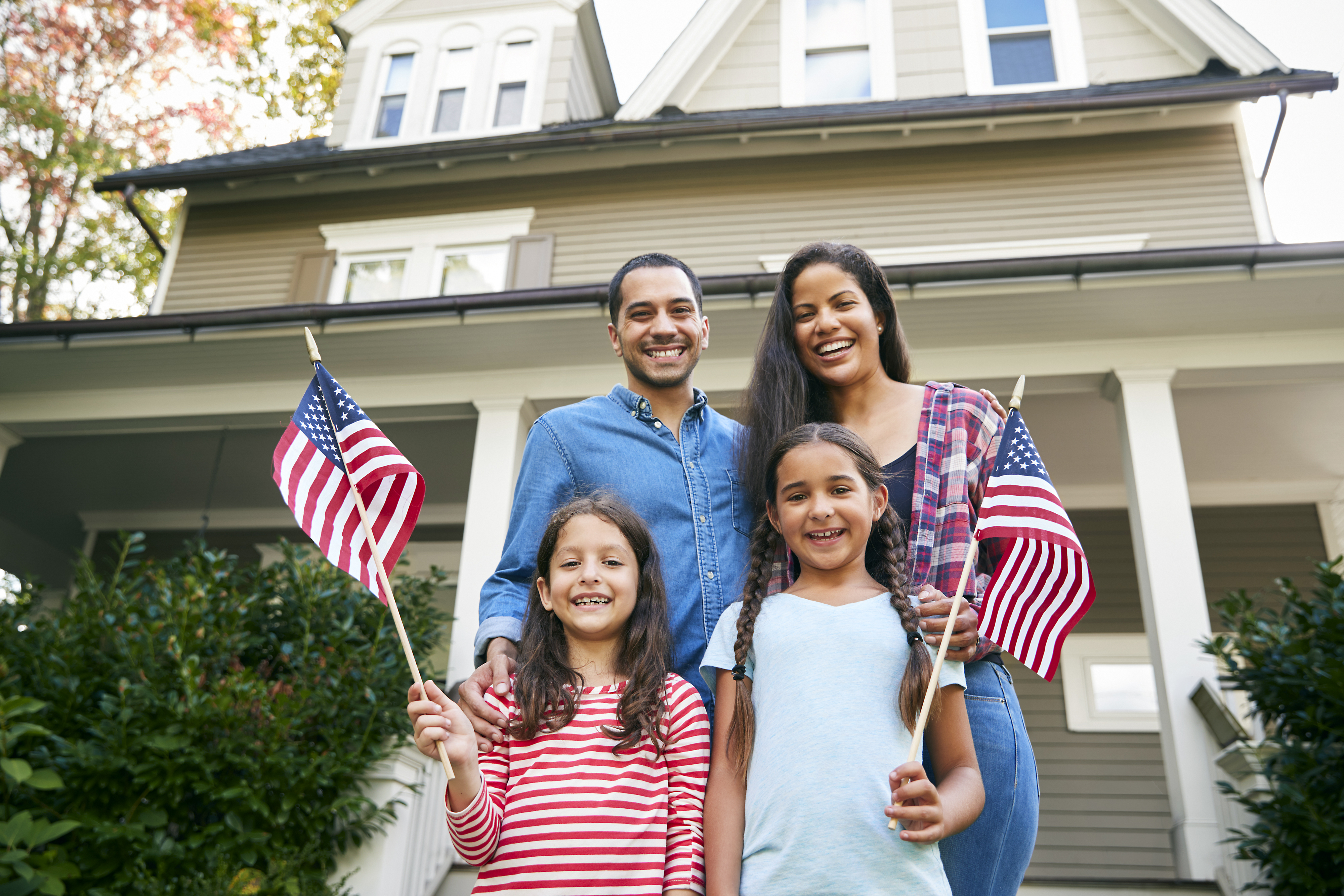 family with flags